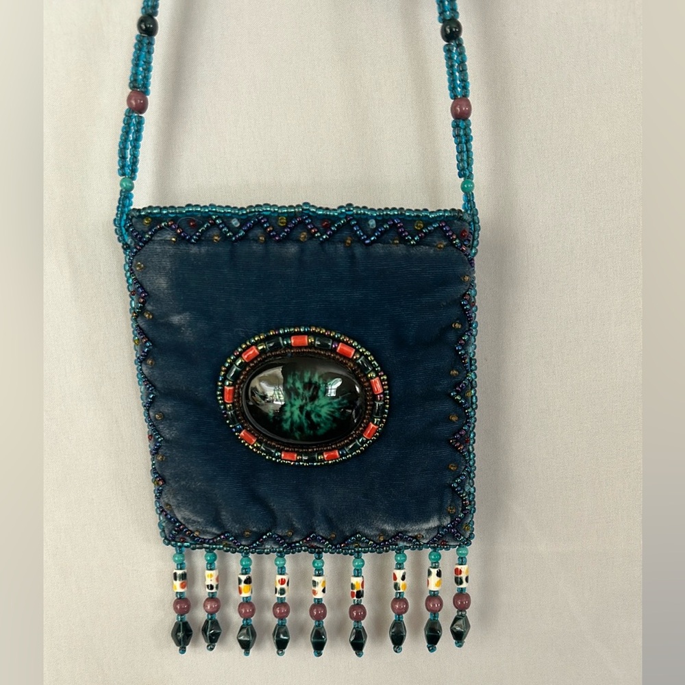 Elegant Blue Beaded Women's Bag